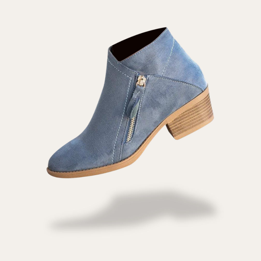 Orthopädische Damen Stiefeletten mit Blockabsatz und Reißverschluss | Vestea