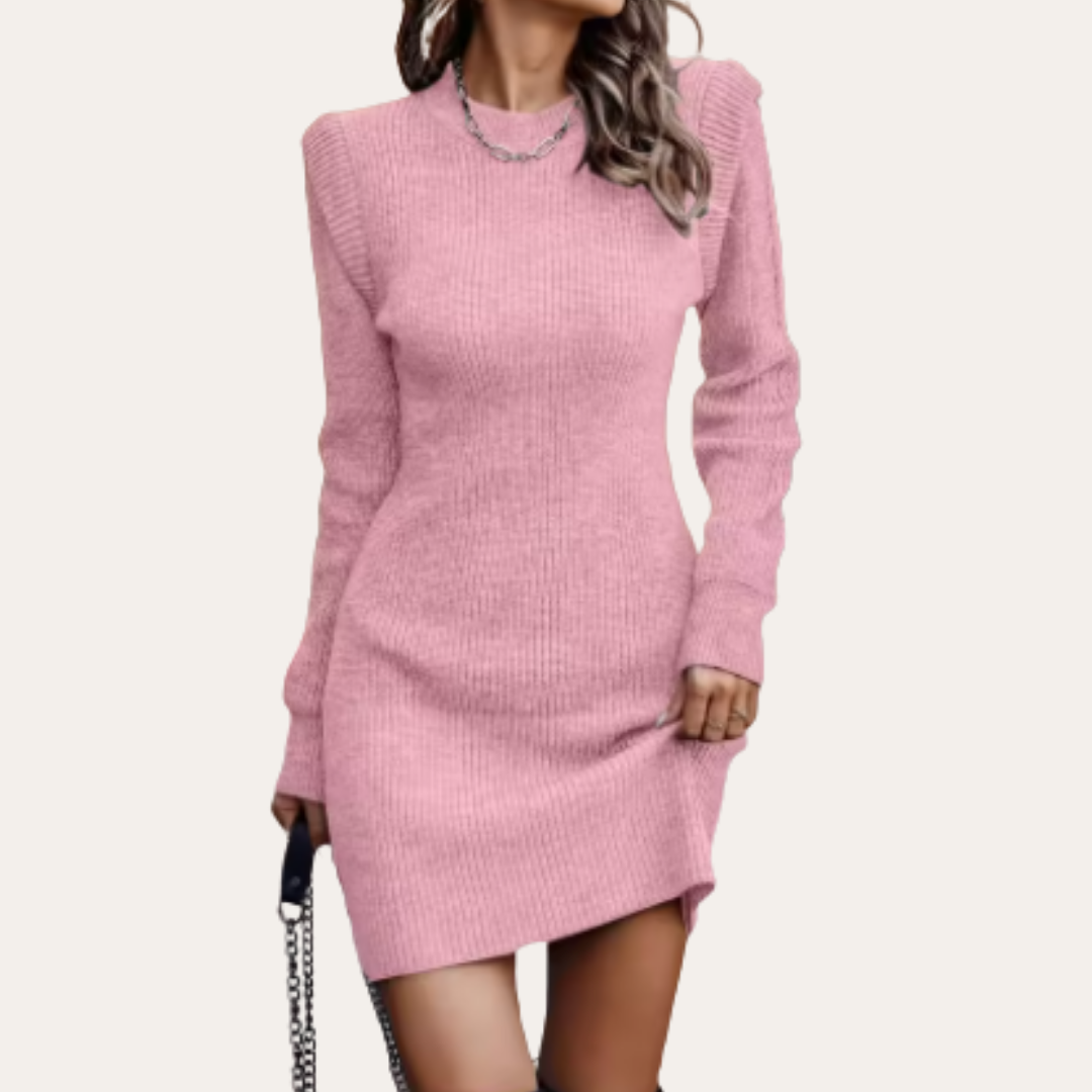 Damen Strick Langarm Minikleid Slim Fit | Vestea