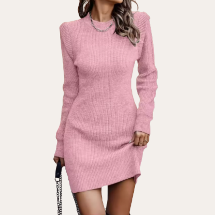 Damen Strick Langarm Minikleid Slim Fit | Vestea