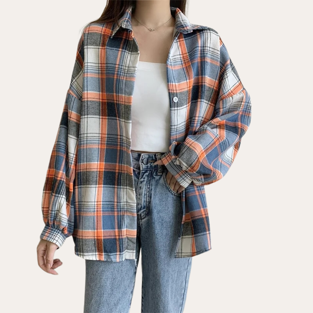 Damen Karobluse Langarm Oversized | Vestea