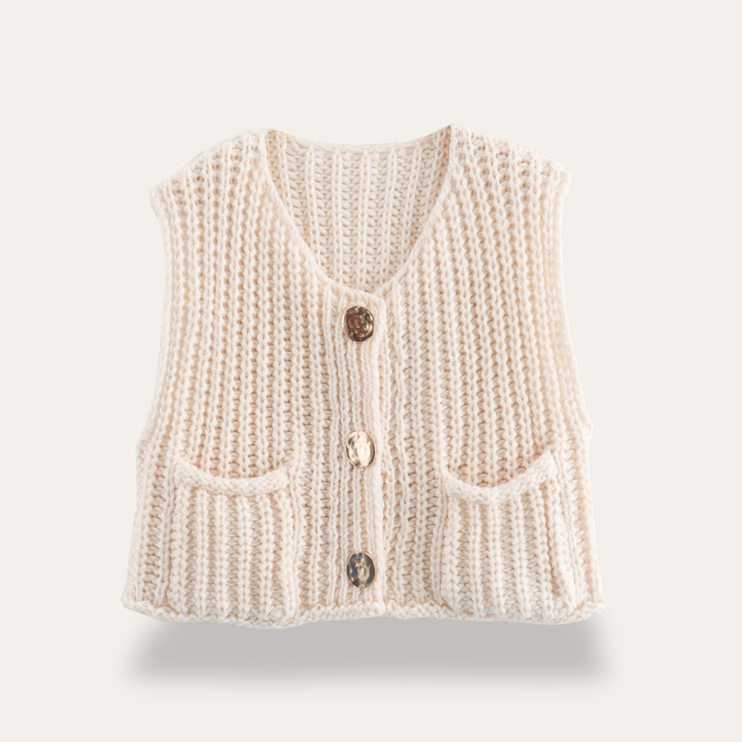 Damen Strickweste mit Knöpfen und Taschen | Vestea