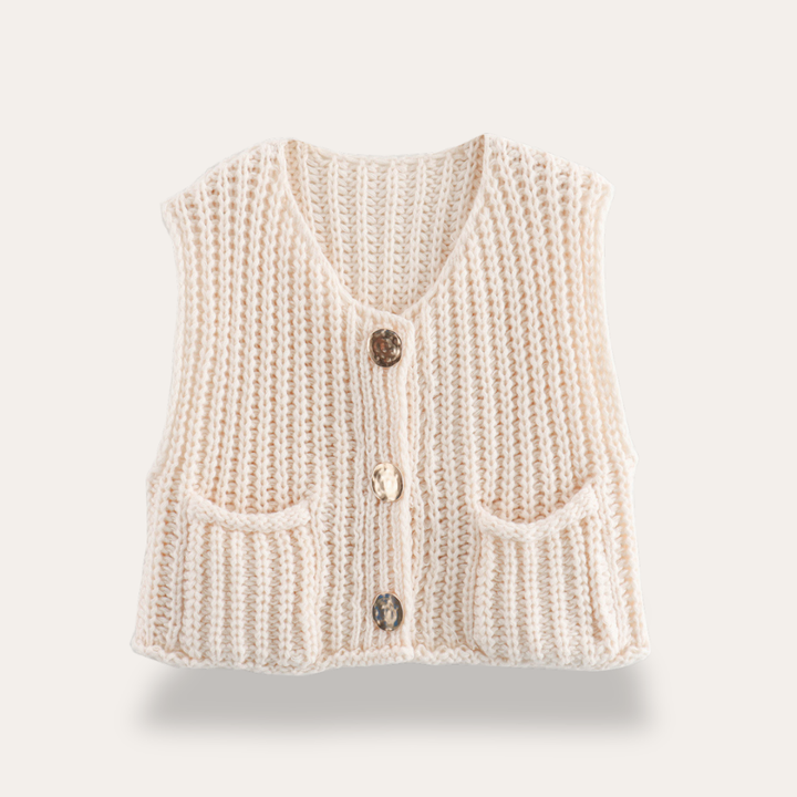 Damen Strickweste mit Knöpfen und Taschen | Vestea