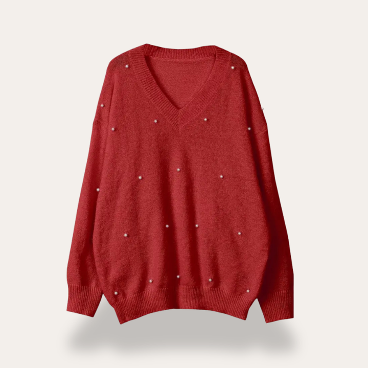 Strickpullover mit Perlendetails für Damen | Vestea