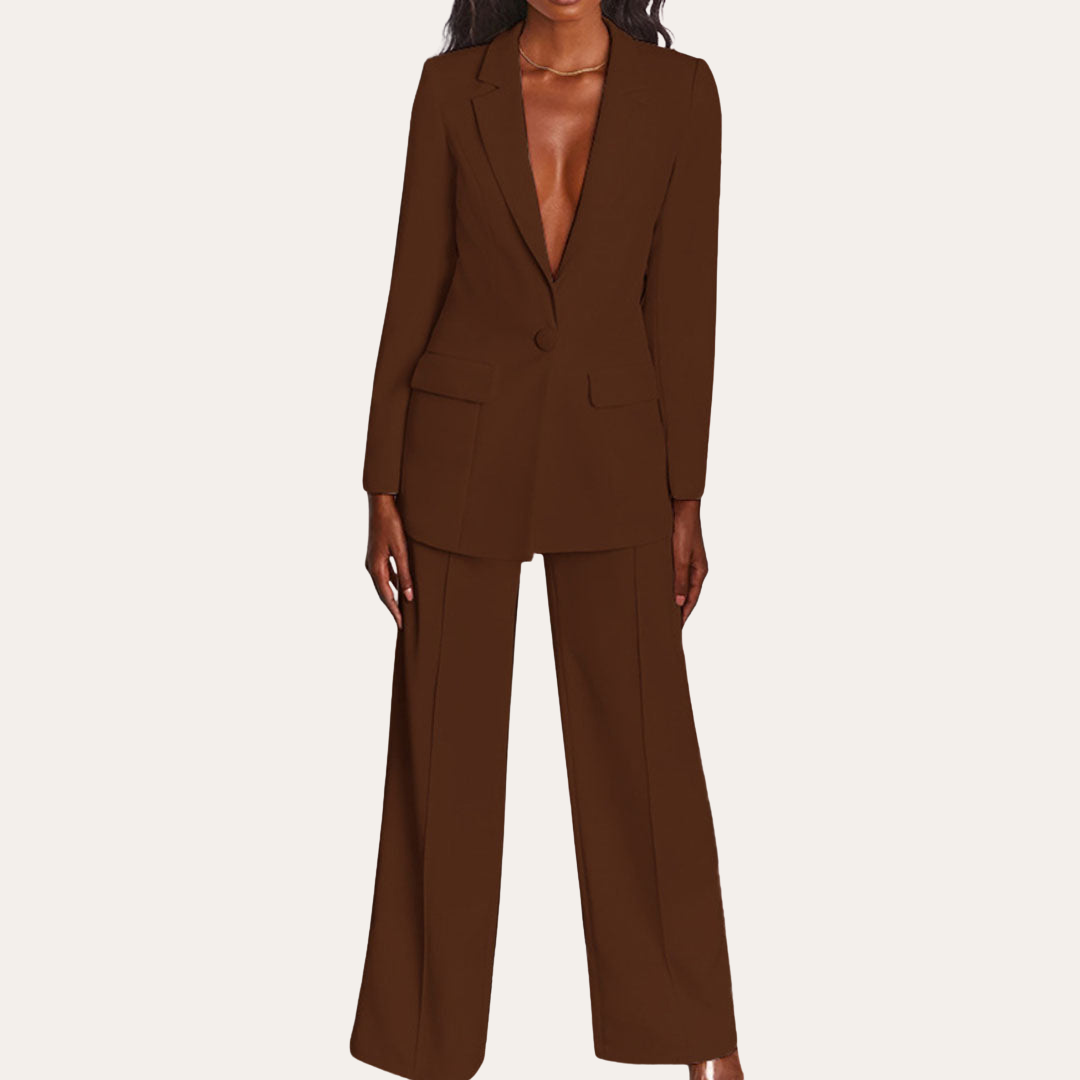 Damen Anzug mit langem Blazer und weiten Hosen | Vestea