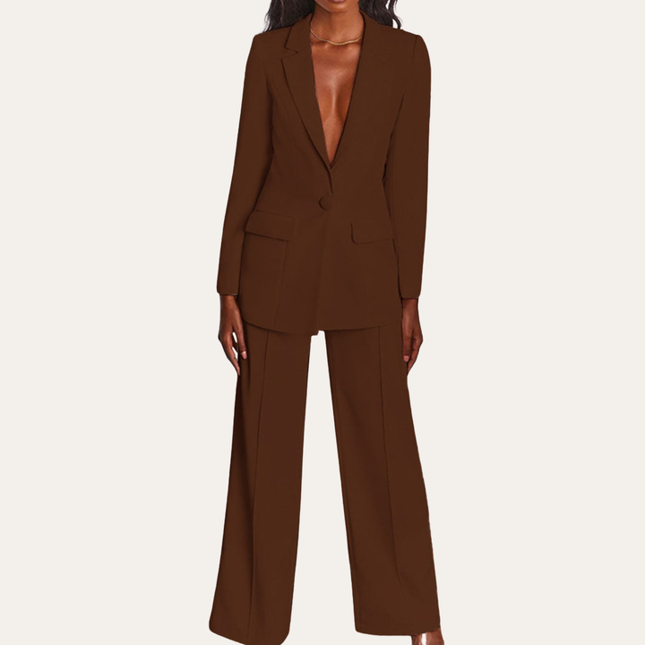 Damen Anzug mit langem Blazer und weiten Hosen | Vestea