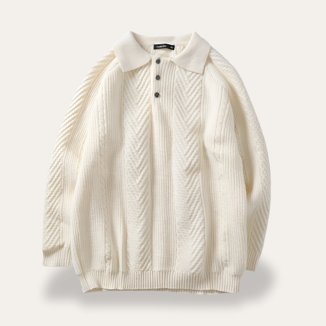Herren Strickpullover mit Polokragen Wollmix | Vestea