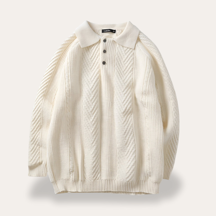 Herren Strickpullover mit Polokragen Wollmix | Vestea