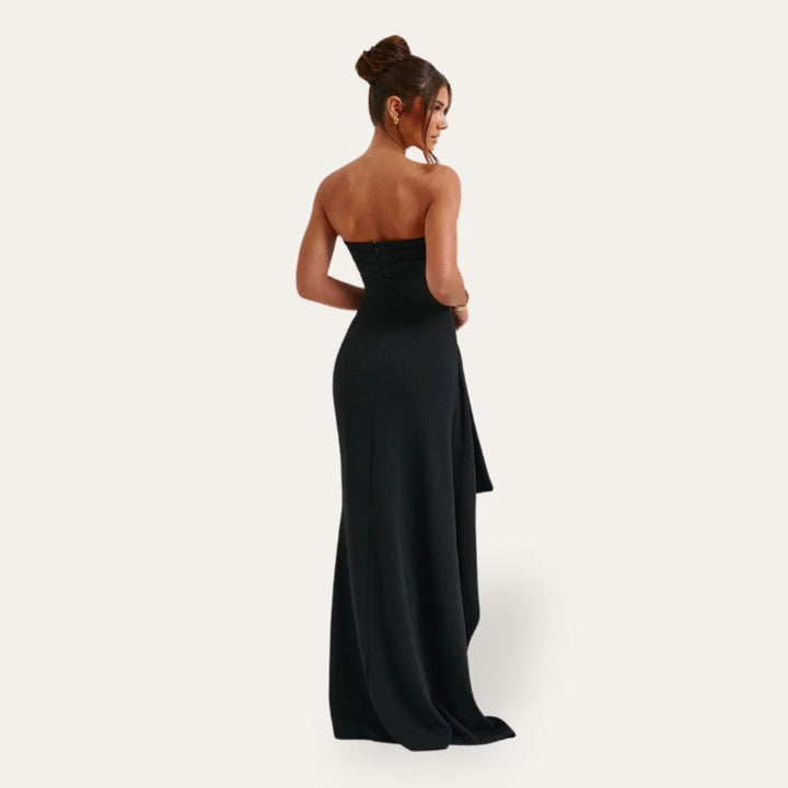 Vestea | Damen trägerloses Maxikleid mit Schlitz