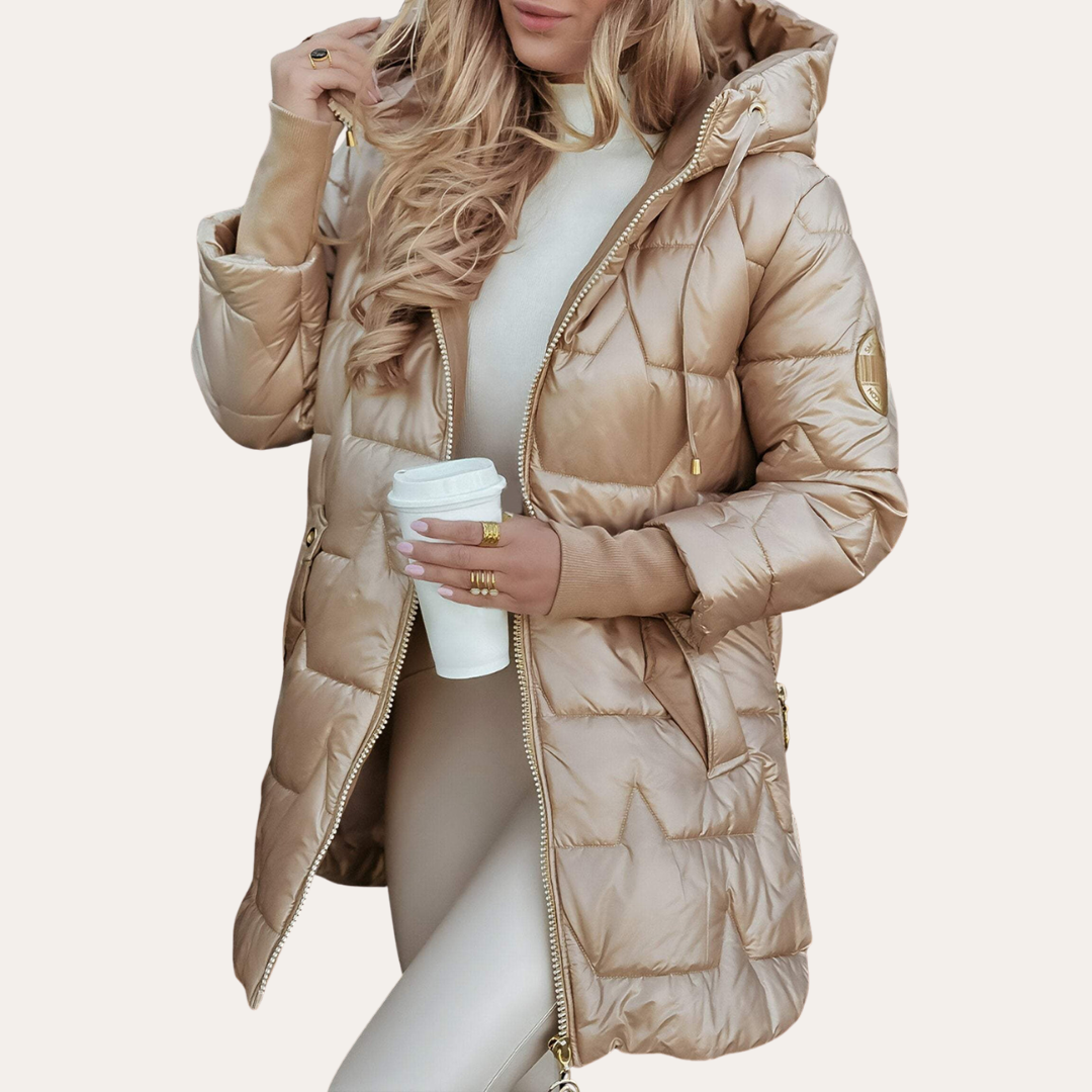 Damen Steppjacke mit Kapuze Polyester Winterjacke | Vestea
