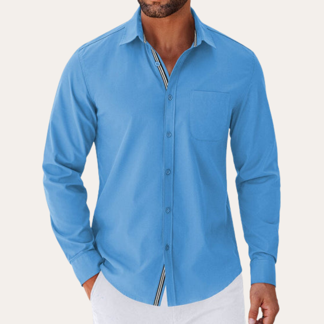 Herren Langarmhemd Mischgewebe Regular Fit | Vestea