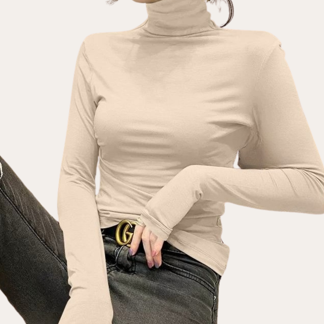 Damen Rollkragen Langarmshirt Slim Fit | Vestea