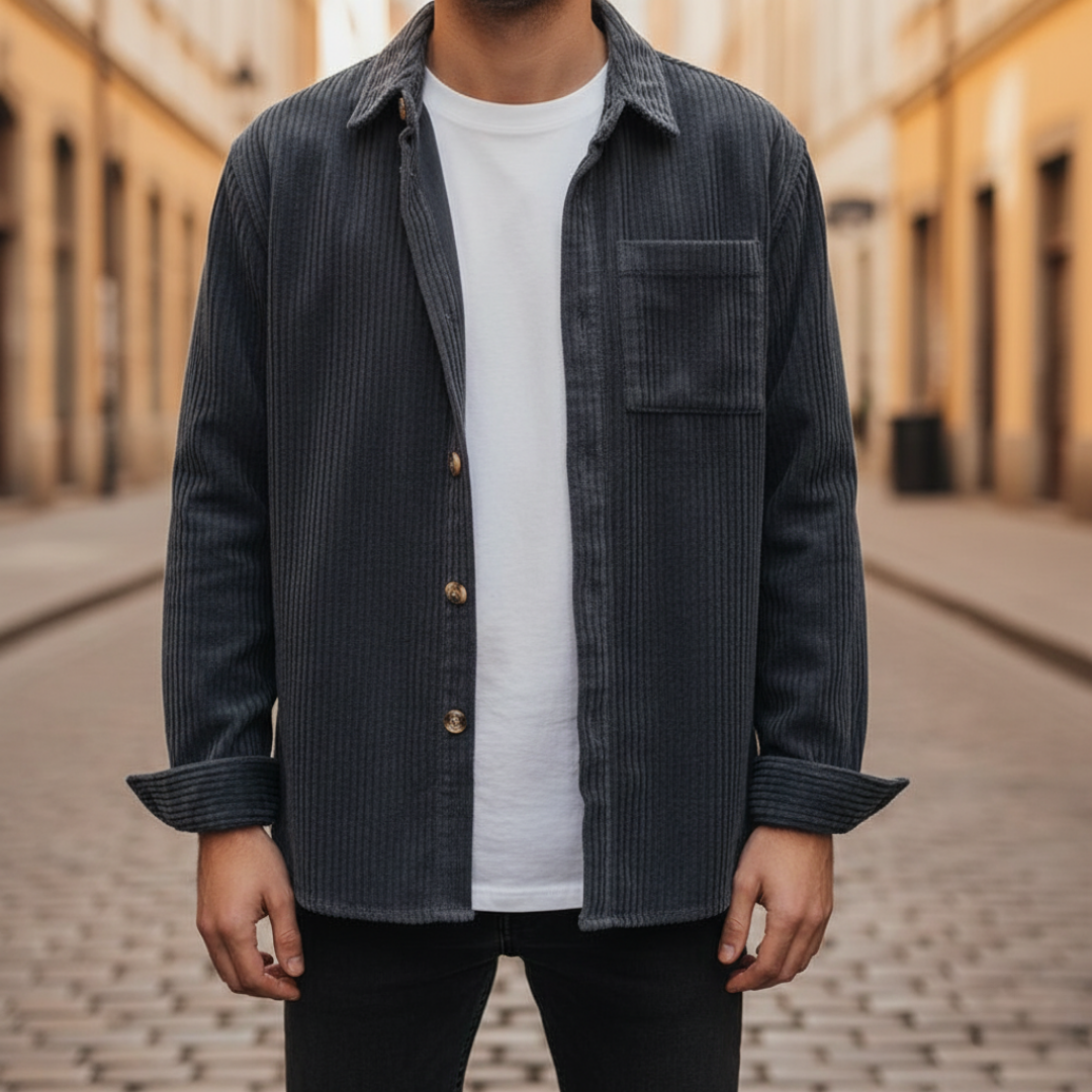 Herren Cordhemd Langarm Casual Shirt | Vestea