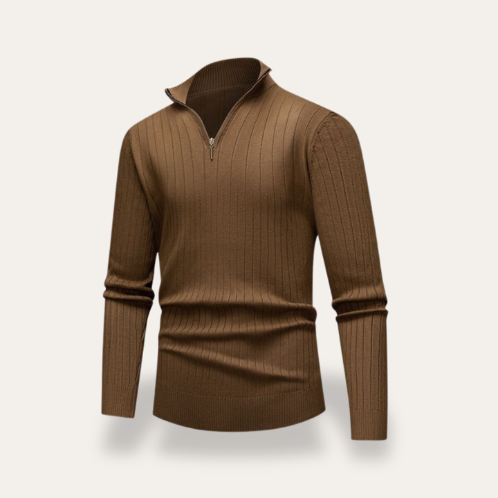 Herren Strickpullover mit Reißverschluss Stehkragen | Vestea