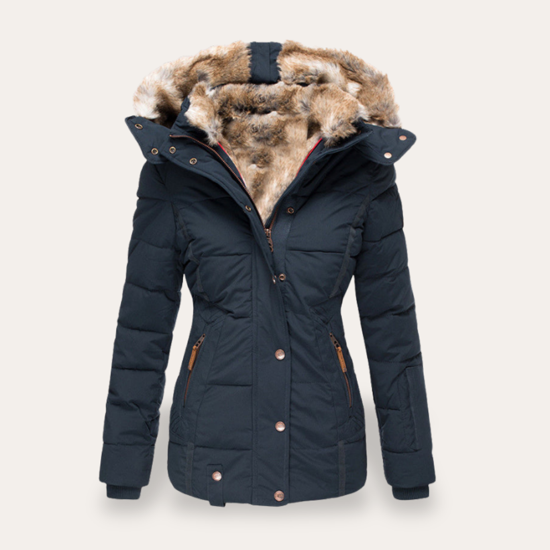 Damen Winterjacke mit Kapuze und Kunstfellbesatz | Vestea