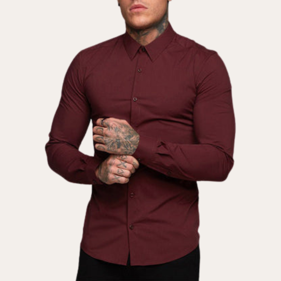 Herren Slim Fit Hemd Langarm Stretch Business | Vestea