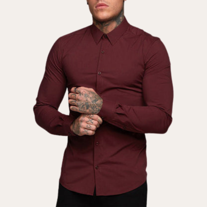 Herren Slim Fit Hemd Langarm Stretch Business | Vestea