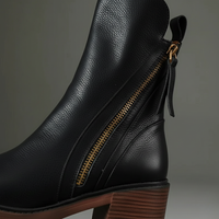 Women Orthopedic Ankle Boots Block Heel Side Zipper Faux Leather