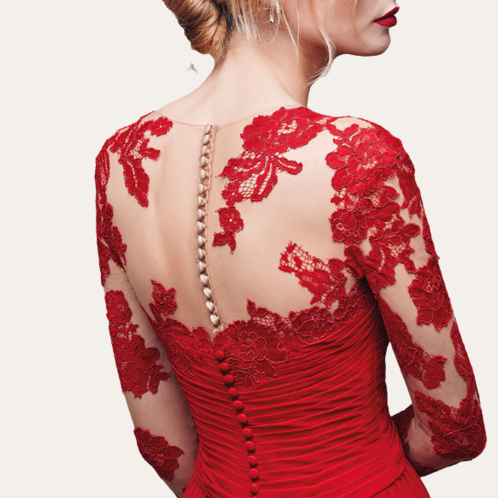 Damen Abendkleid Lang Spitze Elegant Chiffon Festlich | Vestea