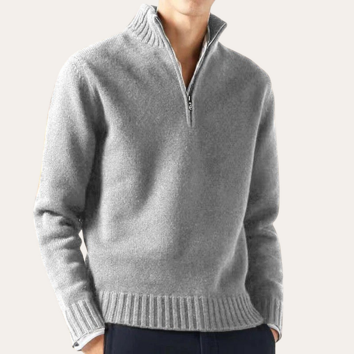 Herren Pullover mit Reißverschluss und Rippenbündchen | Vestea
