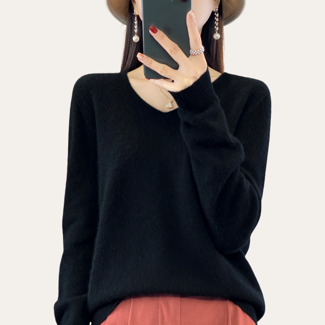 Damen Kaschmir V-Ausschnitt Pullover | Vestea