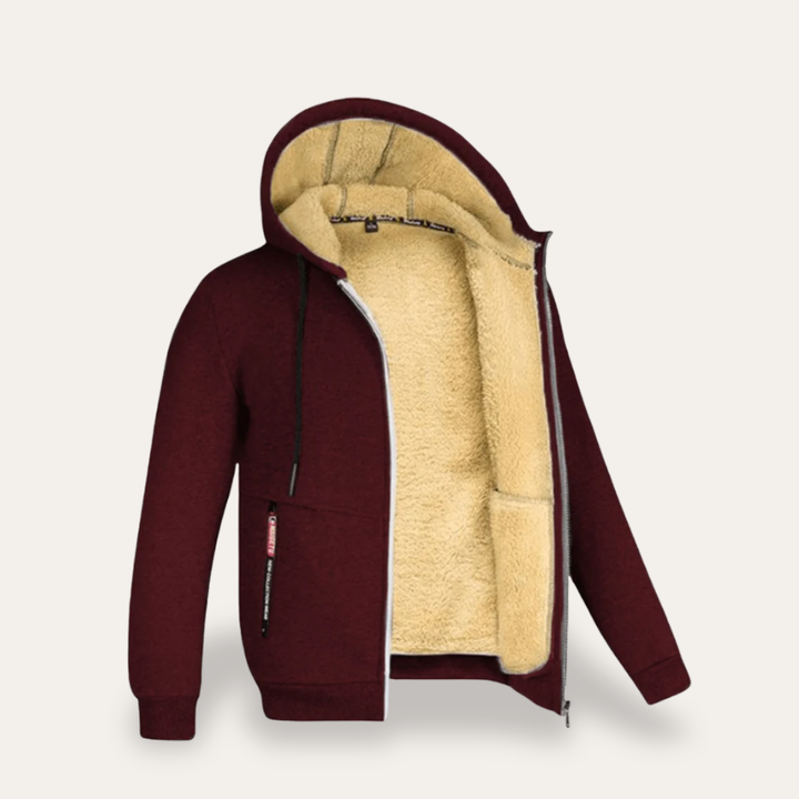 Herren Winterjacke Fleece Gefüttert Reißverschluss Kapuze Freizeit | Vestea