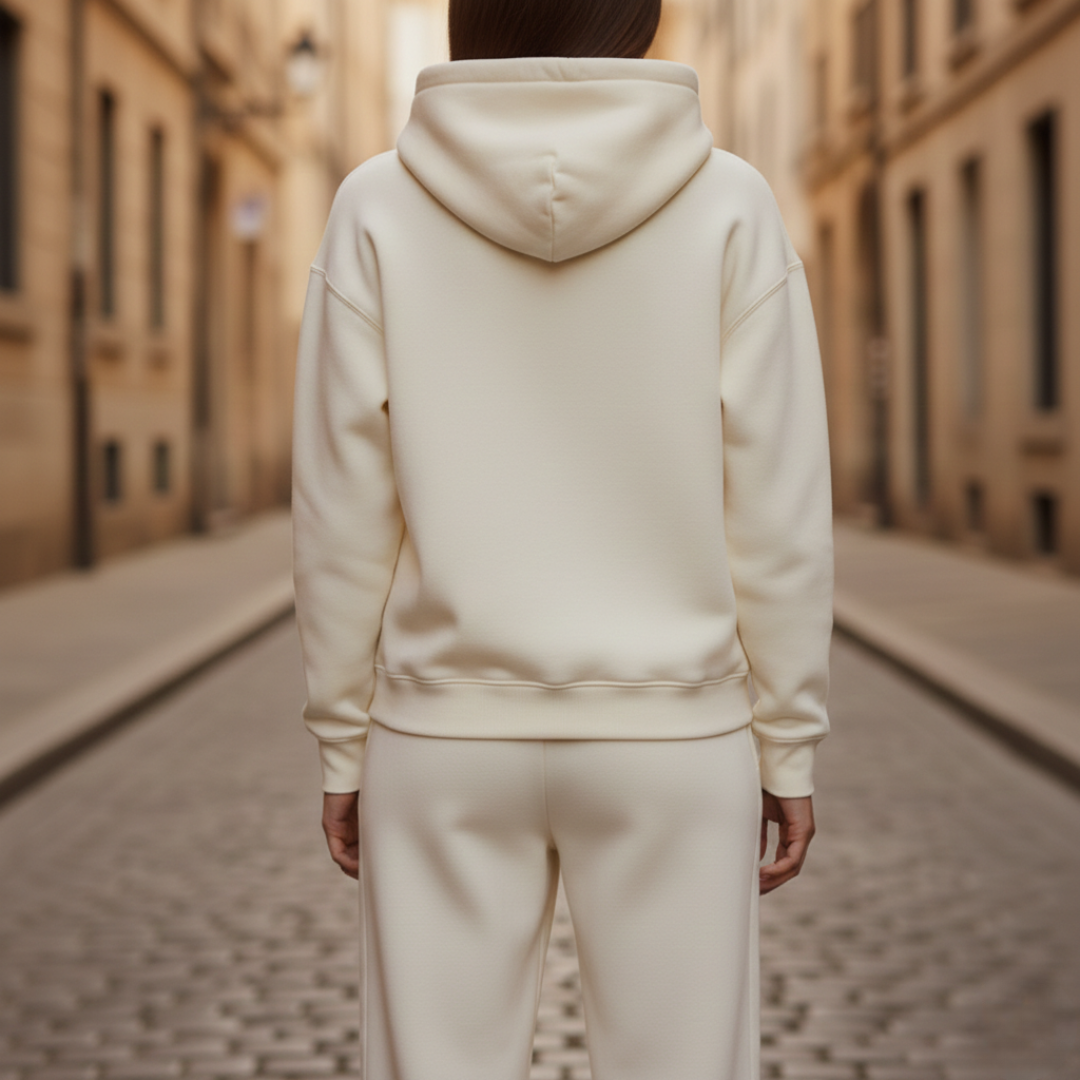 Conjunto de descanso Sudadera con capucha Pantalones de pierna recta Ajuste holgado para mujer