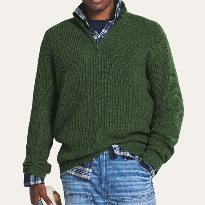 Herren Strickpullover mit Reißverschluss Langarm Mehrere Farben Freizeit | Vestea