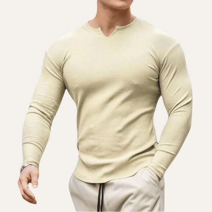 Herren Langarmshirt Slim Fit Rundhals Freizeitmode | Vestea