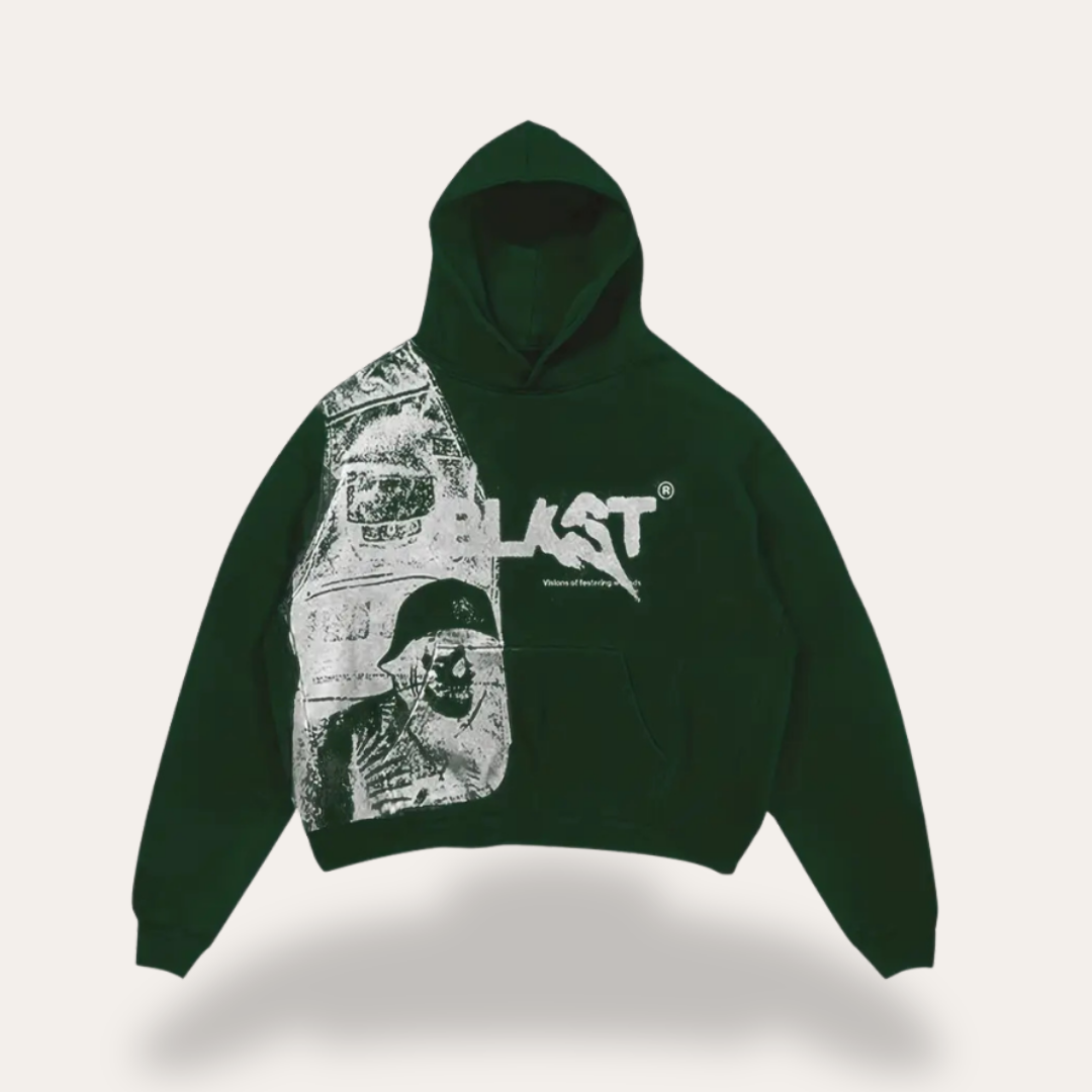 Damen Casual Streetwear Blast Hoodie mit Soldaten-Print | Vestea