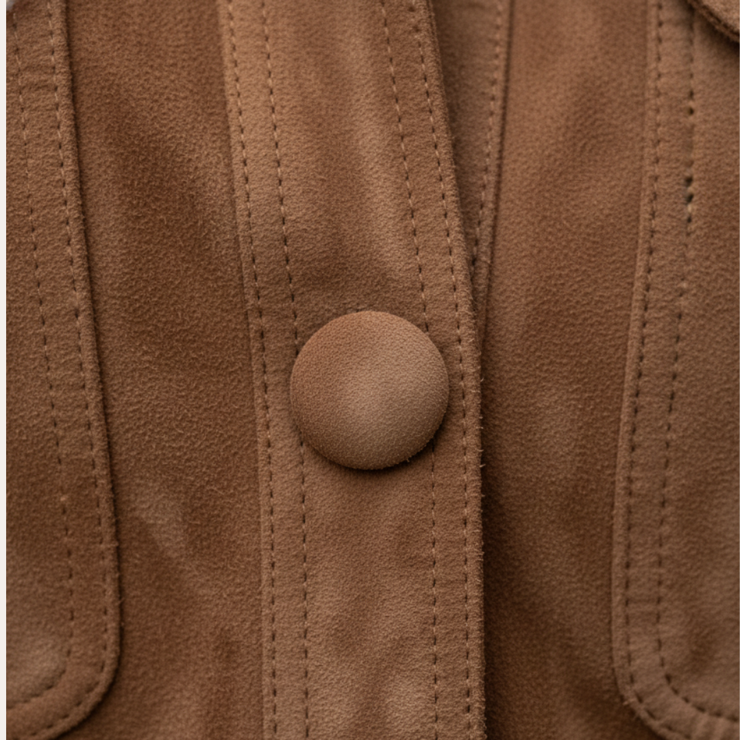 Damen Kurzjacke aus Wildlederoptik mit Knopfleiste und Brusttaschen | Vestea