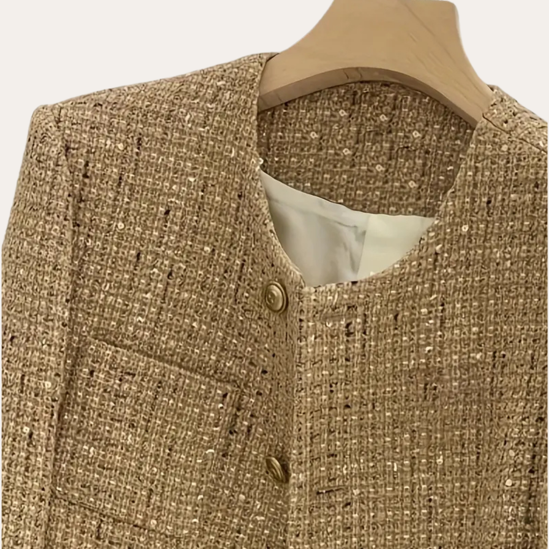 Eleganter Button-Down Tweed Blazer für Damen | Vestea