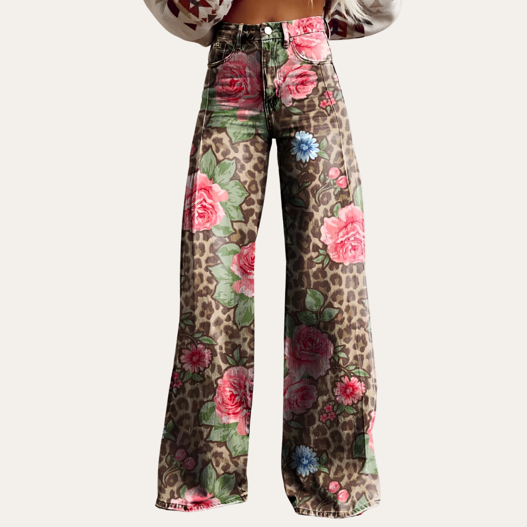 Blumenmuster Schlaghosen für Damen | Vestea