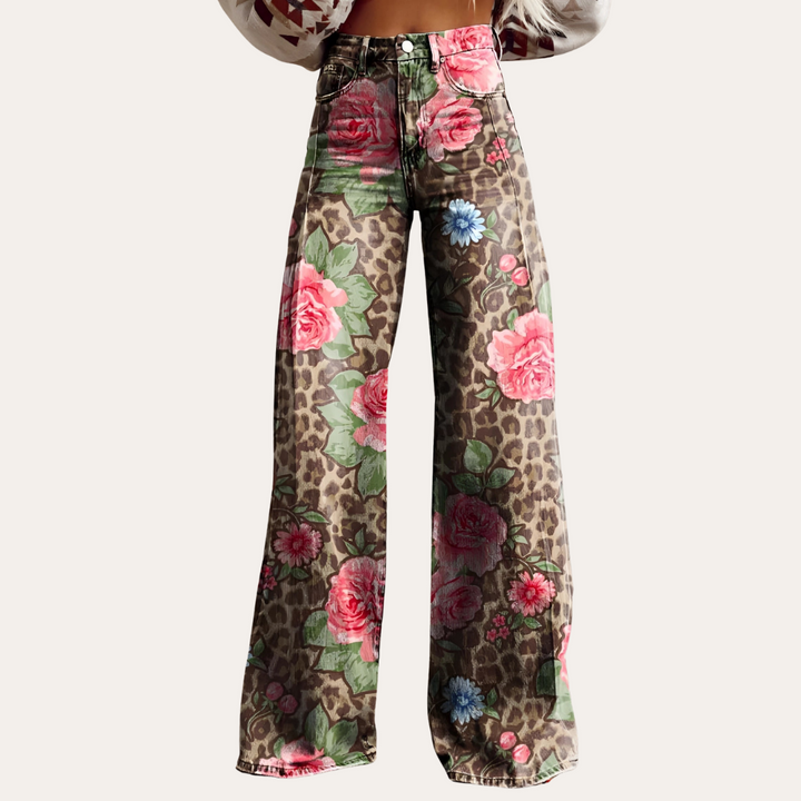 Blumenmuster Schlaghosen für Damen | Vestea