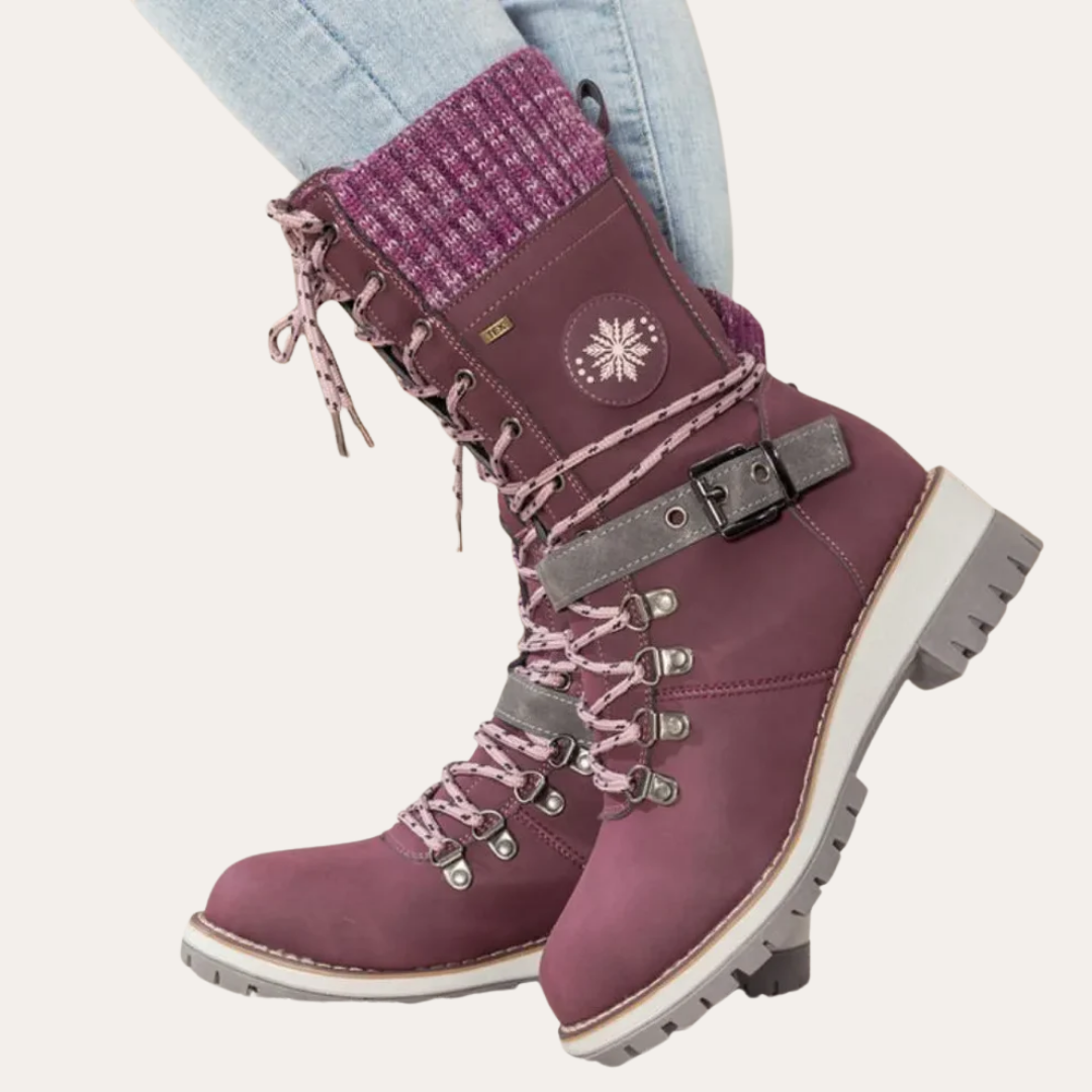 Damen Winterstiefel gefüttert wasserdicht orthopädisch Lederoptik | Vestea