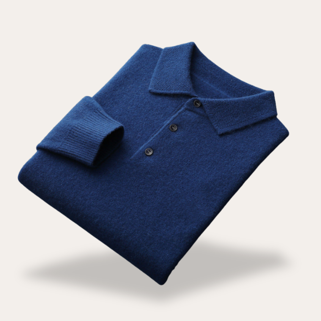 Herren Kaschmir Poloshirt Langarm Feinstrick | Vestea