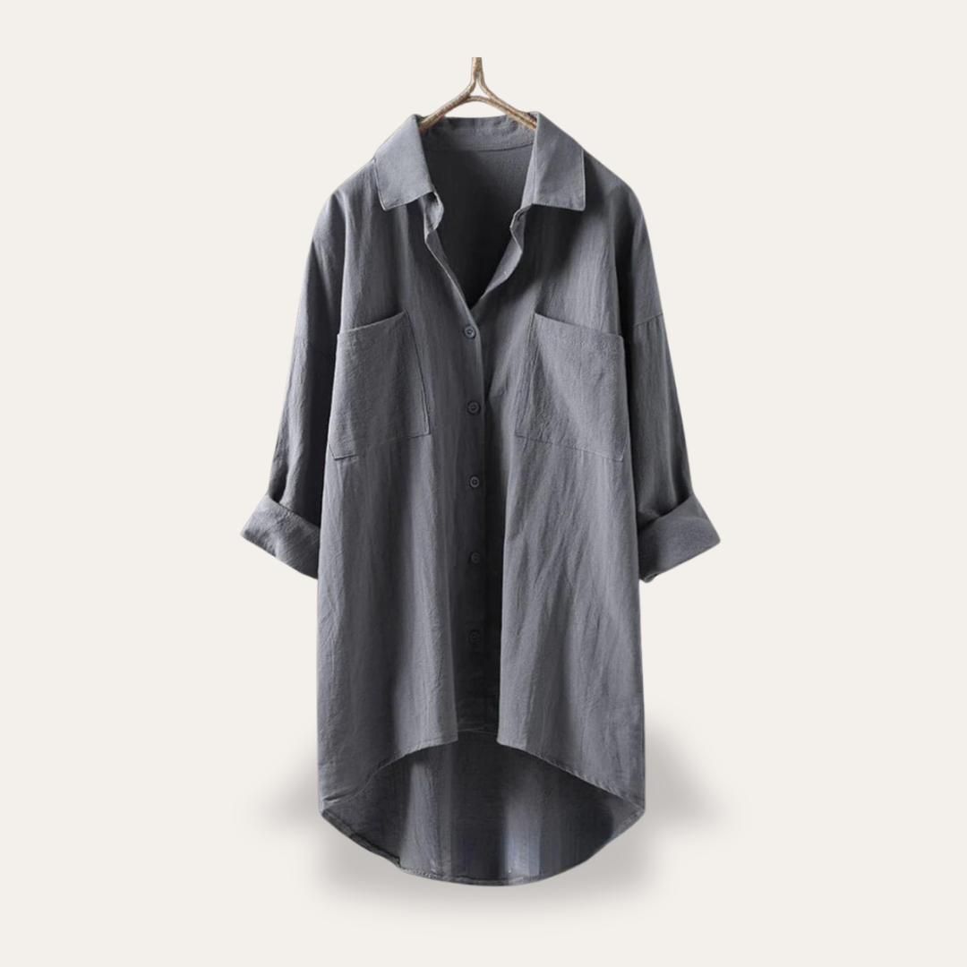 Leinenbluse mit Knopfleiste für Damen | Vestea
