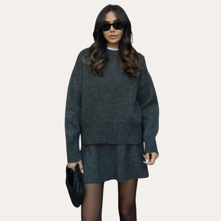 Damen Strick Pullover Rock Set Zweiteiler Winter Outfit Viskose | Vestea