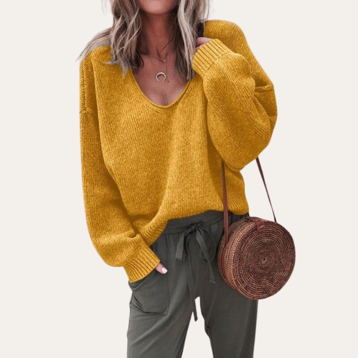 Damen Pullover mit V-Ausschnitt und Oversize Passform | Vestea