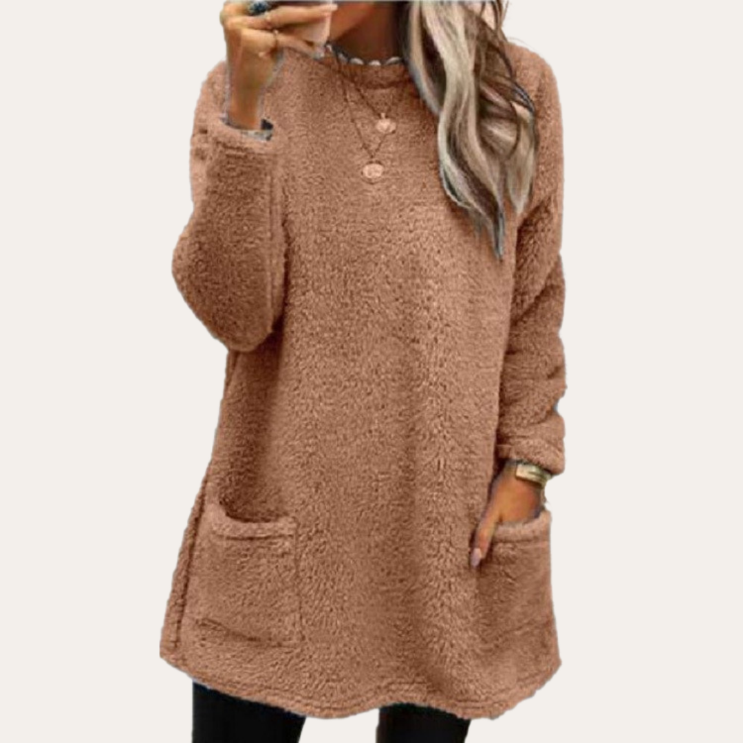 Fleece Pullover Damen Langarm Mit Taschen | Vestea
