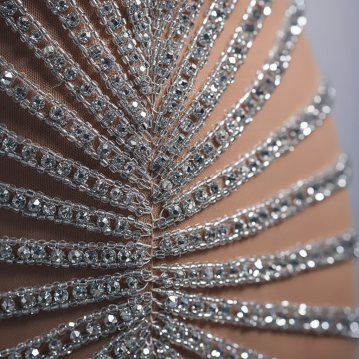 Women Polyester Sequin Plunging Maxi Dress