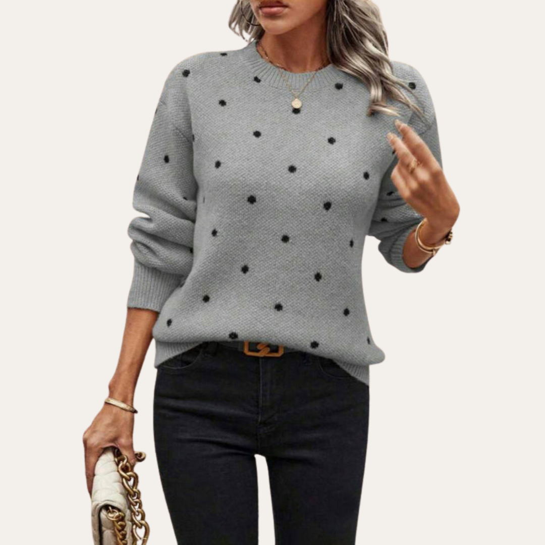 Damen Pullover mit Punkten Rundhals | Vestea