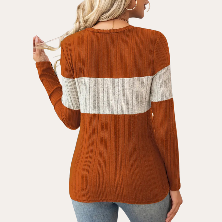 Gestreiftes Langarmshirt für Damen | Vestea