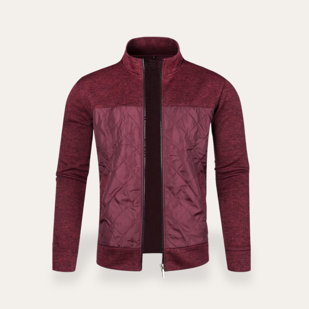 Herren Strickjacke Materialmix Stehkragen Winter | Vestea