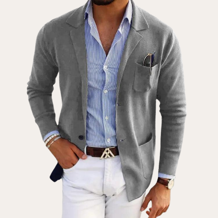 Herren Strickblazer Casual Sakko Leicht Slim Fit für Business Look | Vestea