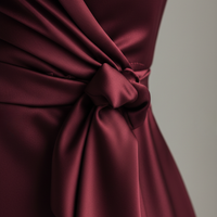 Women Burgundy Satin Wrap Midi Dress