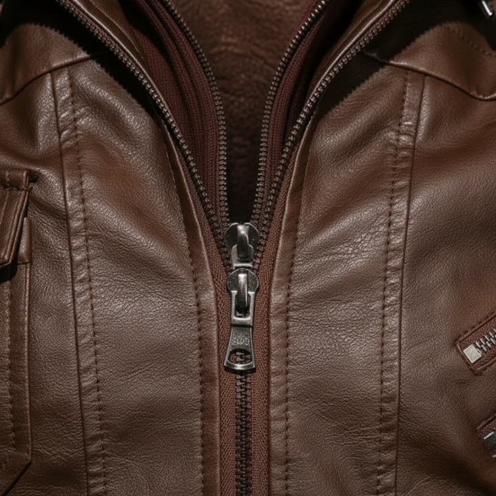 Herren Lederjacke mit Kapuze | Vestea