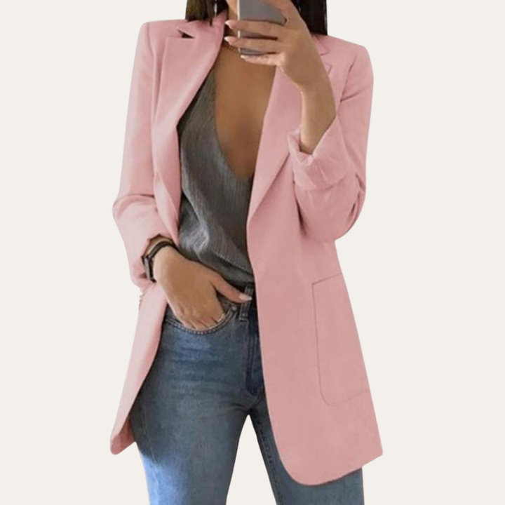 Damen Leinenmix Blazer Langarm Modern | Vestea