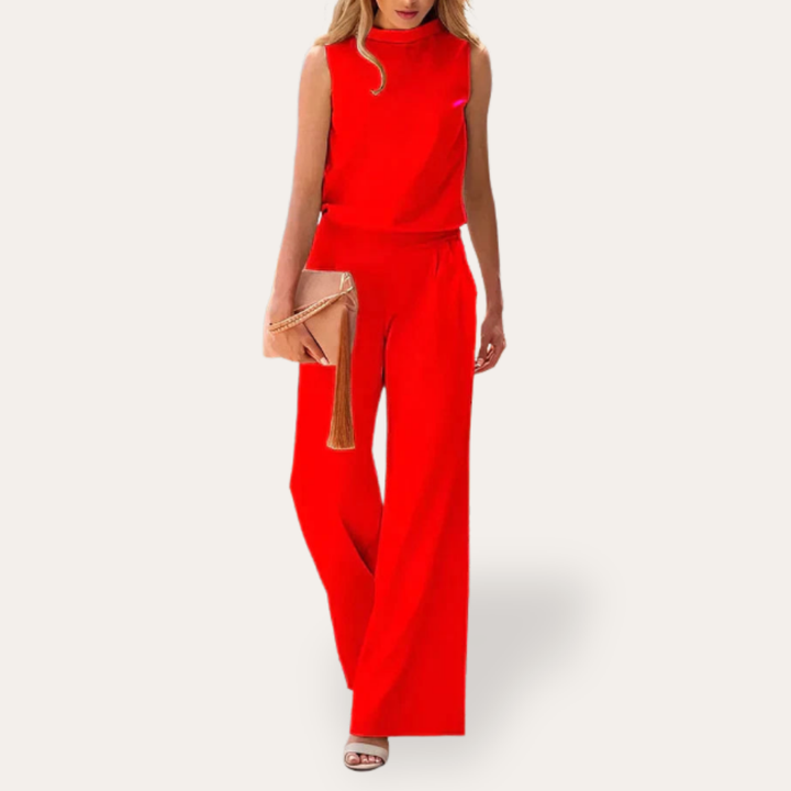Damen Overall Elegantes Jumpsuit Ärmellos Weites Bein Sommer | Vestea