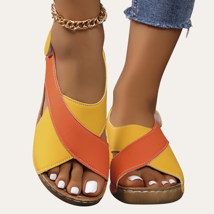 Damen Orthopädische Sandalen mit Cross-Riemen Bequemschuhe | Vestea