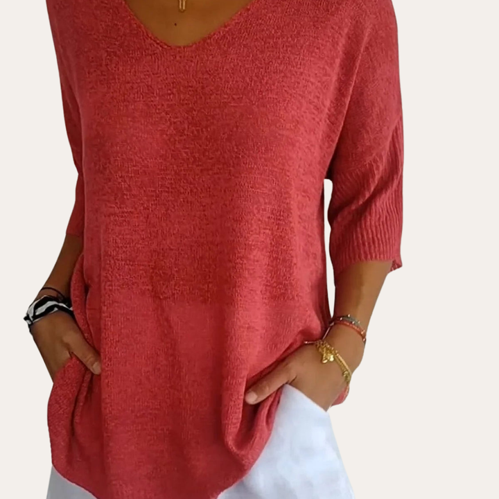 Damen V-Ausschnitt Pullover Locker Freizeit | Vestea